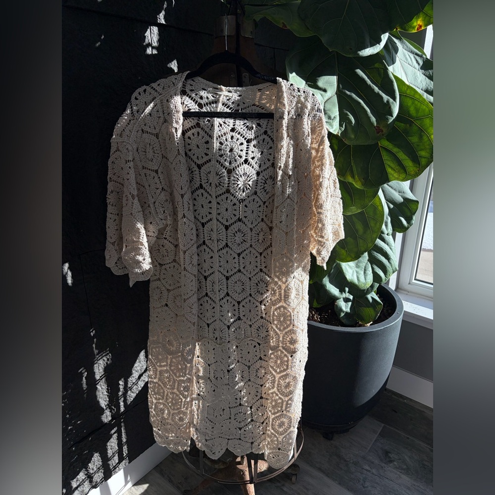 Do Everything in Love Ivory Crochet Cardigan